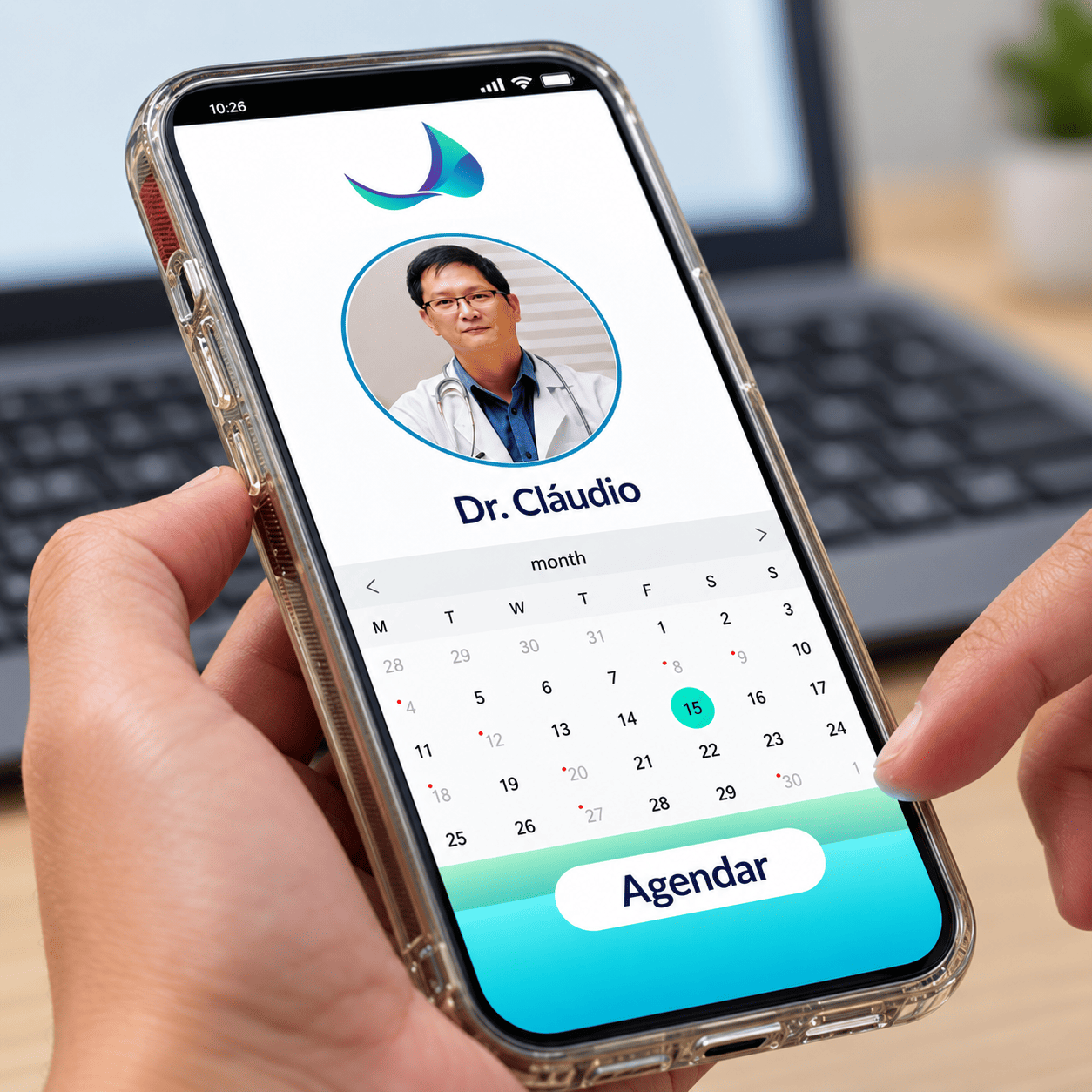 Aplicativo da Central de Marcações de Consultas em um celular